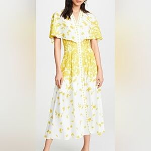 ​Caara Forest Floral Sweetheart Midi Dress Short Sleeve Easter & Spring Style S